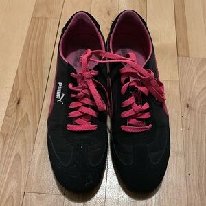 Size 8 black and pink Puma wedge sneakers